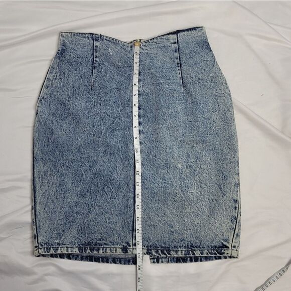 VINTAGE 80s acid washed denim high waist jean mini skirt Calvin Klein S/M - Picture 11 of 11